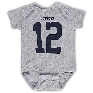 Newborn & Infant Mitchell & Ness Roger Staubach Heather Gray Dallas Cowboys Retired Player Mainliner Name & Number Bodysuit