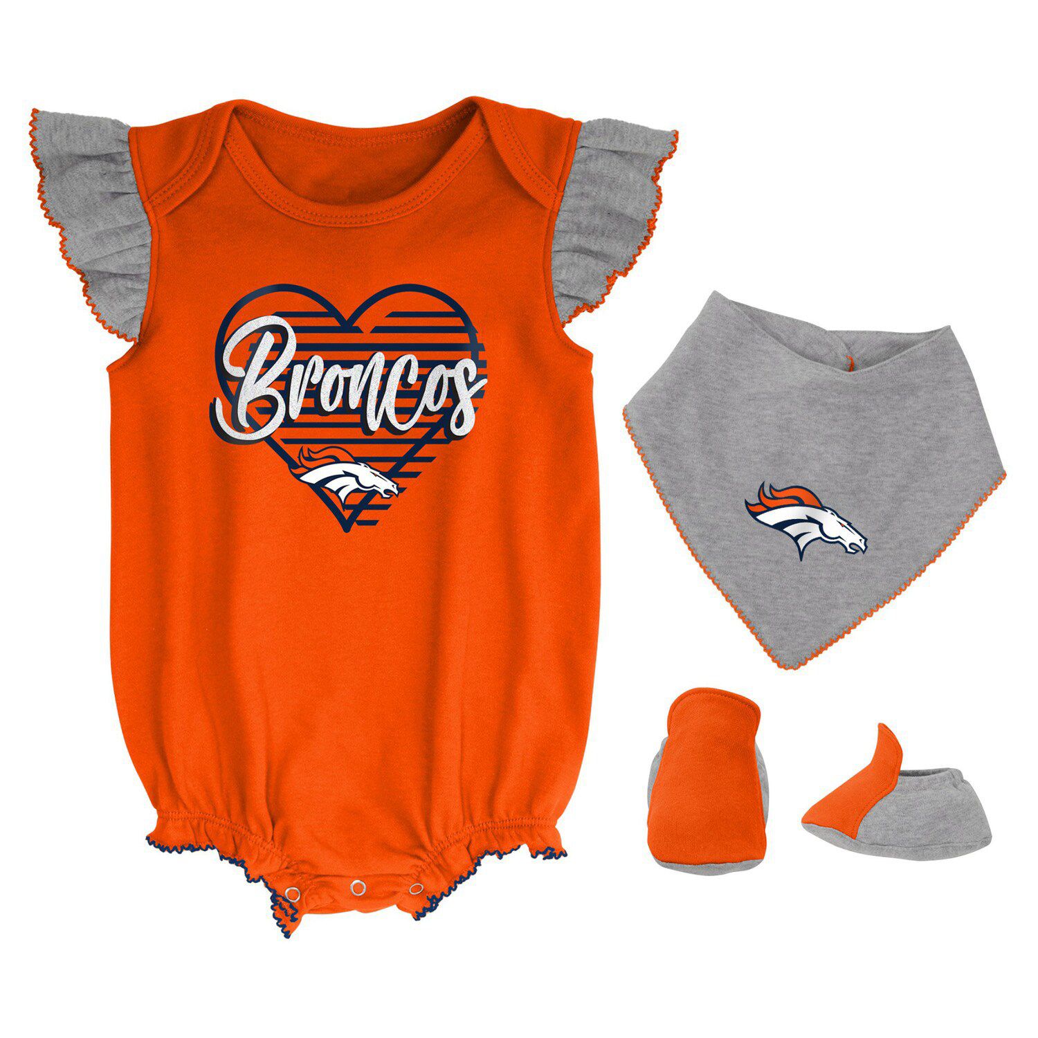 Newborn & Infant Mitchell Ness Navy/Orange Chicago Bears Throwback Bodysuit Bib Booties Set