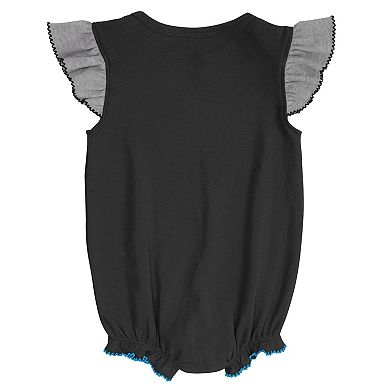 Girls Newborn & Infant Black/Heathered Gray Carolina Panthers All The Love Bodysuit Bib & Booties Set