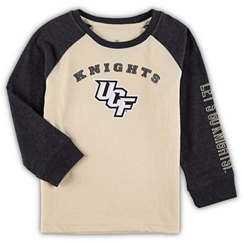 Toddler Colosseum Heathered Gold/Heathered Charcoal UCF Knights Two-Hit Raglan Long Sleeve T-Shirt