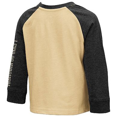 Toddler Colosseum Heathered Gold/Heathered Charcoal UCF Knights Two-Hit Raglan Long Sleeve T-Shirt