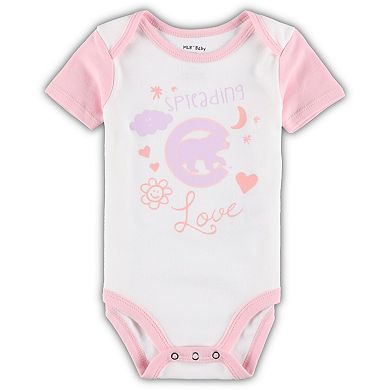 Newborn & Infant White/Pink Chicago Cubs Spreading Love Bodysuit & Tutu with Leggings Set