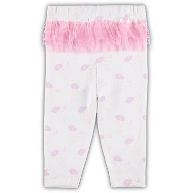 Newborn & Infant White/Pink Chicago Cubs Spreading Love Bodysuit & Tutu with Leggings Set