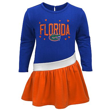 Girls Infant Royal/Orange Florida Gators Heart to Heart French Terry Dress