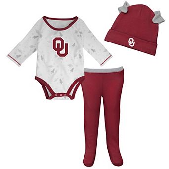 Newborn & Infant Crimson/White Oklahoma Sooners Dream Team Long Sleeve Bodysuit Hat & Pants Set