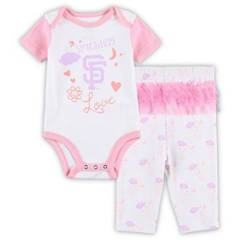 Newborn & Infant White/Pink San Francisco Giants Spreading Love Bodysuit & Tutu with Leggings Set