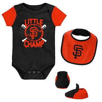Newborn & Infant Black/Orange San Francisco Giants Little Champ Three-Pack Bodysuit Bib & Booties Set