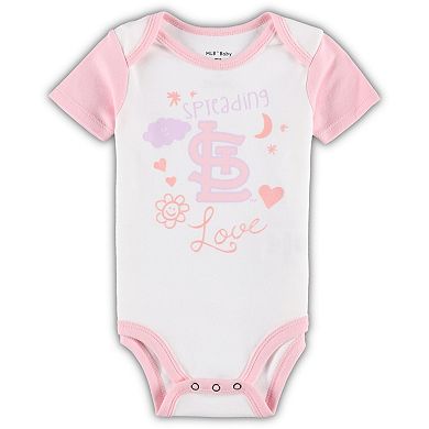 Newborn & Infant White/Pink St. Louis Cardinals Spreading Love Bodysuit & Tutu with Leggings Set