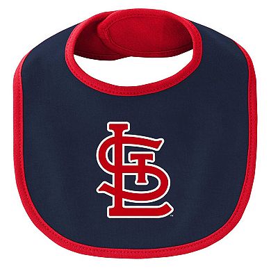 Newborn & Infant Red/Navy St. Louis Cardinals Little Champ Three-Pack Bodysuit Bib & Booties Set
