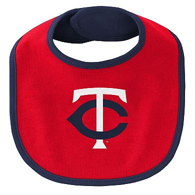 Newborn & Infant Navy/Red Minnesota Twins Little Champ Three-Pack Bodysuit Bib & Booties Set