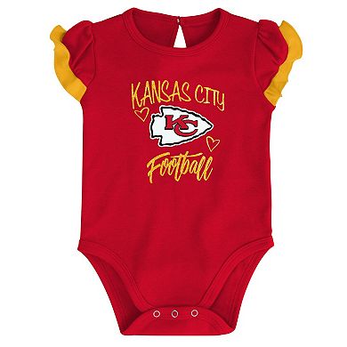 Newborn & Infant Red/Yellow Kansas City Chiefs Too Much Love Two-Piece Bodysuit Set