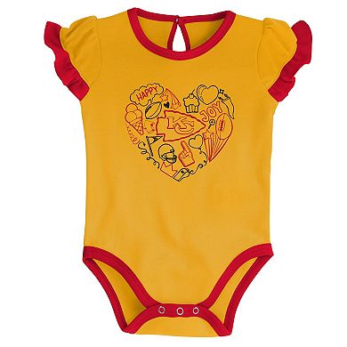 Newborn & Infant Red/Yellow Kansas City Chiefs Too Much Love Two-Piece Bodysuit Set