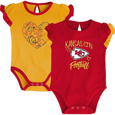Newborn & Infant Red/Yellow Kansas City Chiefs Too Much Love Two-Piece Bodysuit Set