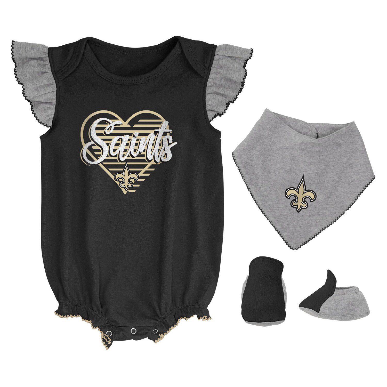 Girls Toddler New Orleans Saints Black All Hearts Jersey Long Sleeve Dress