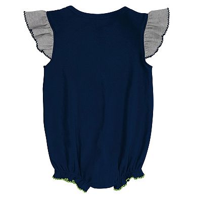Girls Newborn & Infant College Navy/Heathered Gray Seattle Seahawks All The Love Bodysuit Bib & Booties Set