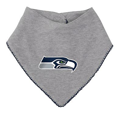 Girls Newborn & Infant College Navy/Heathered Gray Seattle Seahawks All The Love Bodysuit Bib & Booties Set