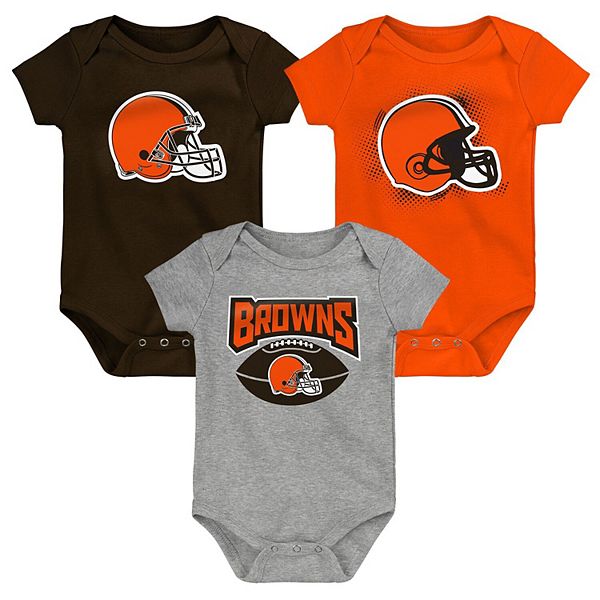 Infant Brown/Orange/Heathered Gray Cleveland Browns 3Pack Game On
