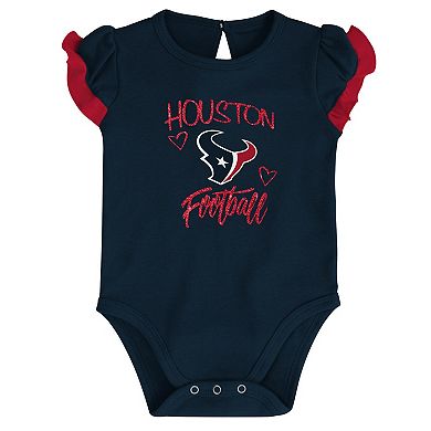 Newborn & Infant Navy/Red Houston Texans Too Much Love Two-Piece Bodysuit Set