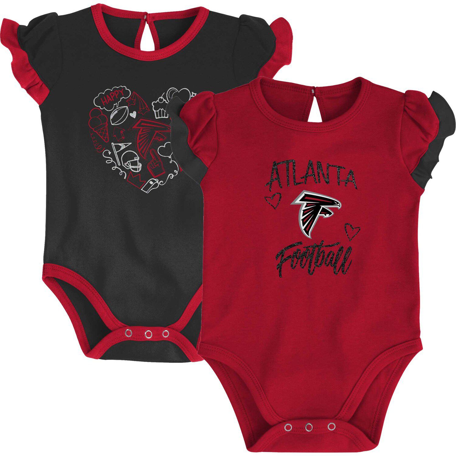 Atlanta Falcons Newborn & Infant Eat, Sleep, Drool Football Three-Piece Bodysuit Set - Red/Black