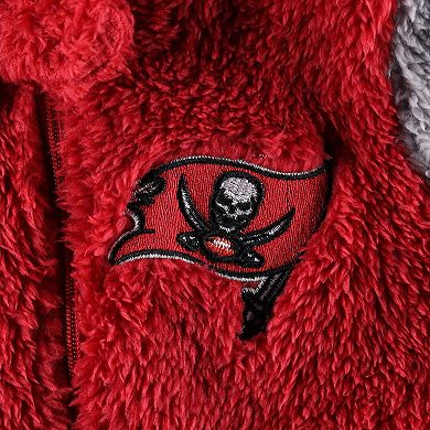 Newborn & Infant Red/Gray Tampa Bay Buccaneers Game Nap Teddy Fleece Bunting Full-Zip Sleeper