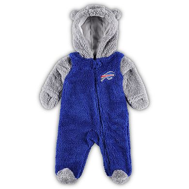 Newborn & Infant Royal/Gray Buffalo Bills Game Nap Teddy Fleece Bunting Full-Zip Sleeper