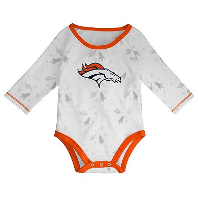 Newborn & Infant White/Orange Denver Broncos Dream Team Onesie Pants & Hat Set