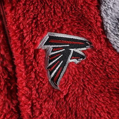 Newborn & Infant Red/Gray Atlanta Falcons Game Nap Teddy Fleece Bunting Full-Zip Sleeper