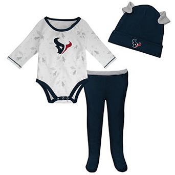 Newborn & Infant White/Navy Houston Texans Dream Team Bodysuit Pants & Hat Set