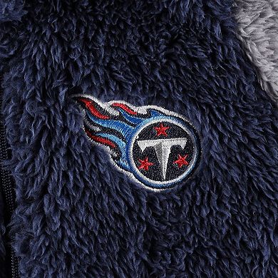 Newborn & Infant Navy/Gray Tennessee Titans Game Nap Teddy Fleece Bunting Full-Zip Sleeper