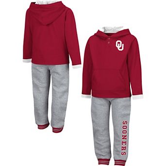 Toddler Colosseum Crimson/Heathered Gray Oklahoma Sooners Poppies Pullover Hoodie and Sweatpants Set