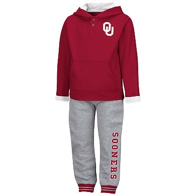 Toddler Colosseum Crimson/Heathered Gray Oklahoma Sooners Poppies Pullover Hoodie and Sweatpants Set