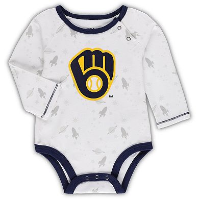 Newborn & Infant Navy/White Milwaukee Brewers Dream Team Bodysuit Hat & Footed Pants Set