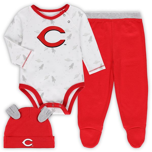 Newborn & Infant Red/White Cincinnati Reds Dream Team Bodysuit Hat & Footed Pants Set