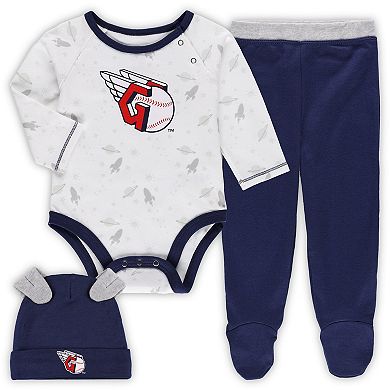 Newborn & Infant Navy/White Cleveland Guardians Dream Team Bodysuit Hat & Footed Pants Set