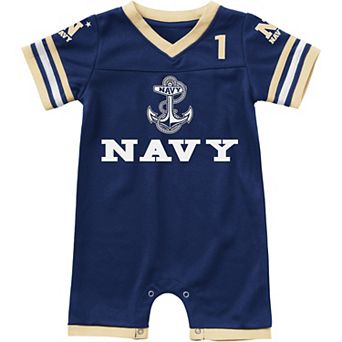 Newborn & Infant Colosseum Navy Navy Midshipmen Bumpo Football Logo Romper