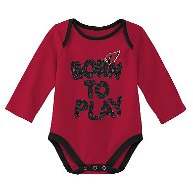 Newborn & Infant Cardinal/Heathered Gray Arizona Cardinals Born To Win Two-Pack Long Sleeve Bodysuit Set