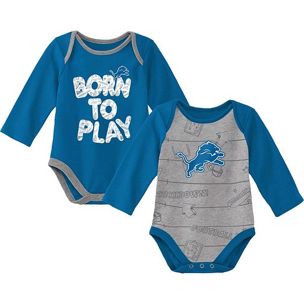 Newborn & Infant Blue/Heathered Gray Detroit Lions Born To Win Two-Pack  Long Sleeve Bodysuit Set