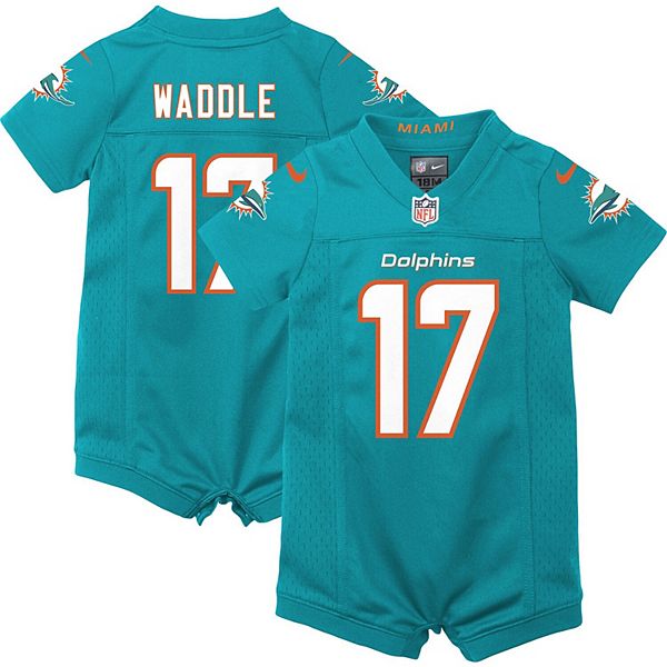 Newborn & Infant Nike Jaylen Waddle Aqua Miami Dolphins Game Romper Jersey