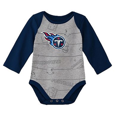 Newborn & Infant Navy/Heathered Gray Tennessee Titans Born To Win Two-Pack Long Sleeve Bodysuit Set
