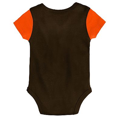 Newborn & Infant Brown/Orange Cleveland Browns Little Champ Three-Piece Bodysuit Bib & Booties Set