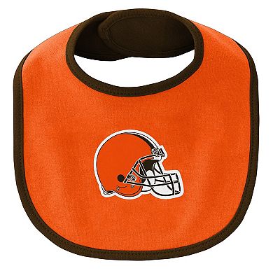 Newborn & Infant Brown/Orange Cleveland Browns Little Champ Three-Piece Bodysuit Bib & Booties Set