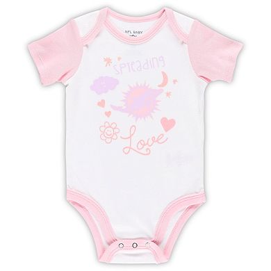 Girls Newborn & Infant White Miami Dolphins Spreading Love Bodysuit and Tutu Leggings Set