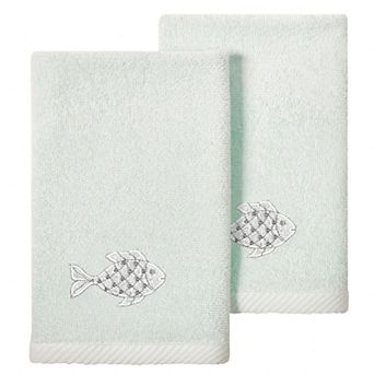 Linum Home Textiles Turkish Cotton Figi 2 pc Embellished Fingertip Towel Set