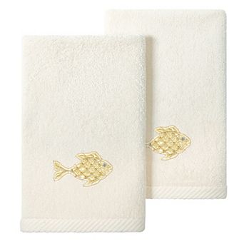 Linum Home Textiles Turkish Cotton Figi 2 pc Embellished Fingertip Towel Set