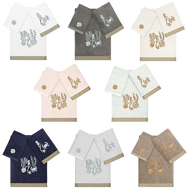 Linum Home Seashell Textiles Turkish Cotton Aaron 3-piece Embellished Towel Set