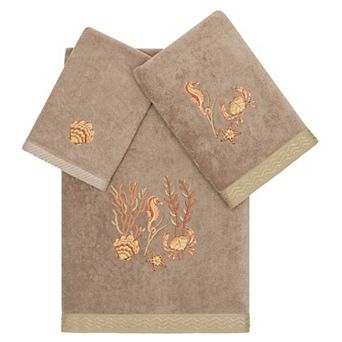 Linum Home Seashell Textiles Turkish Cotton Aaron 3 pc Embellished Towel Set
