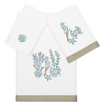 Linum Home Seashell Textiles Turkish Cotton Aaron 3 pc Embellished Towel Set