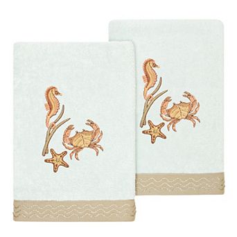 Linum Home Textiles Turkish Cotton Aaron 2 pc Embellished Hand Towel Set