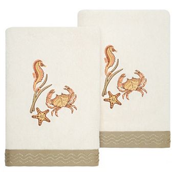 Linum Home Textiles Turkish Cotton Aaron 2 pc Embellished Hand Towel Set