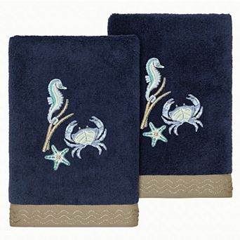 Linum Home Textiles Turkish Cotton Aaron 2 pc Embellished Hand Towel Set